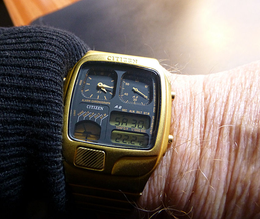 Citizen Ana-digi Thermometer Digital Dual Time Vintage JG2012-50E. 