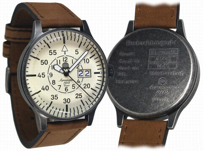 Case back info: Observer Hawk design - 50m Depth Rated.