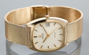 1970's 9ct Omega De Ville Cushion case with 9ct bracelet