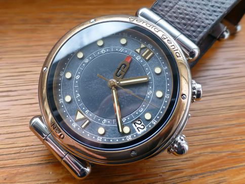 Gerald Genta Bartolomeo Stainless Automatic Alarm Calendar.