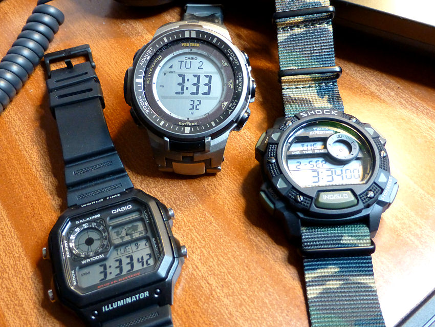 An outdoor selection from Casio and Timex.