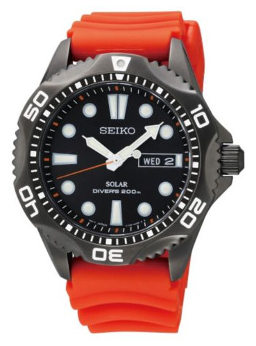 Seiko Solar Diver SNE245P9 in black dial and case.