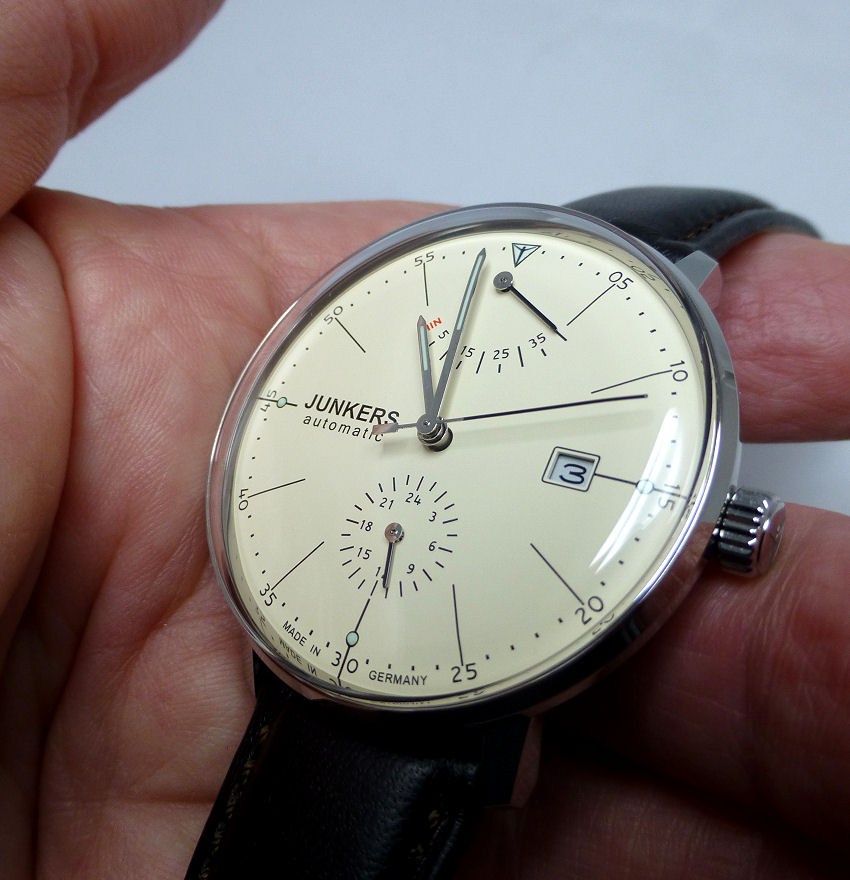 Time, Date, Power Reserve and 24 hr sub-dial from Junkers.