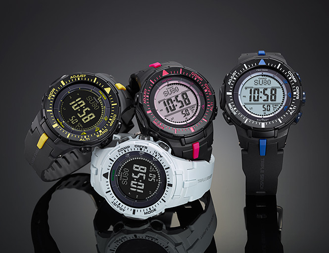 Casio Pro Trek PRG-300-1A2 series ABC models in eye catching colros.
